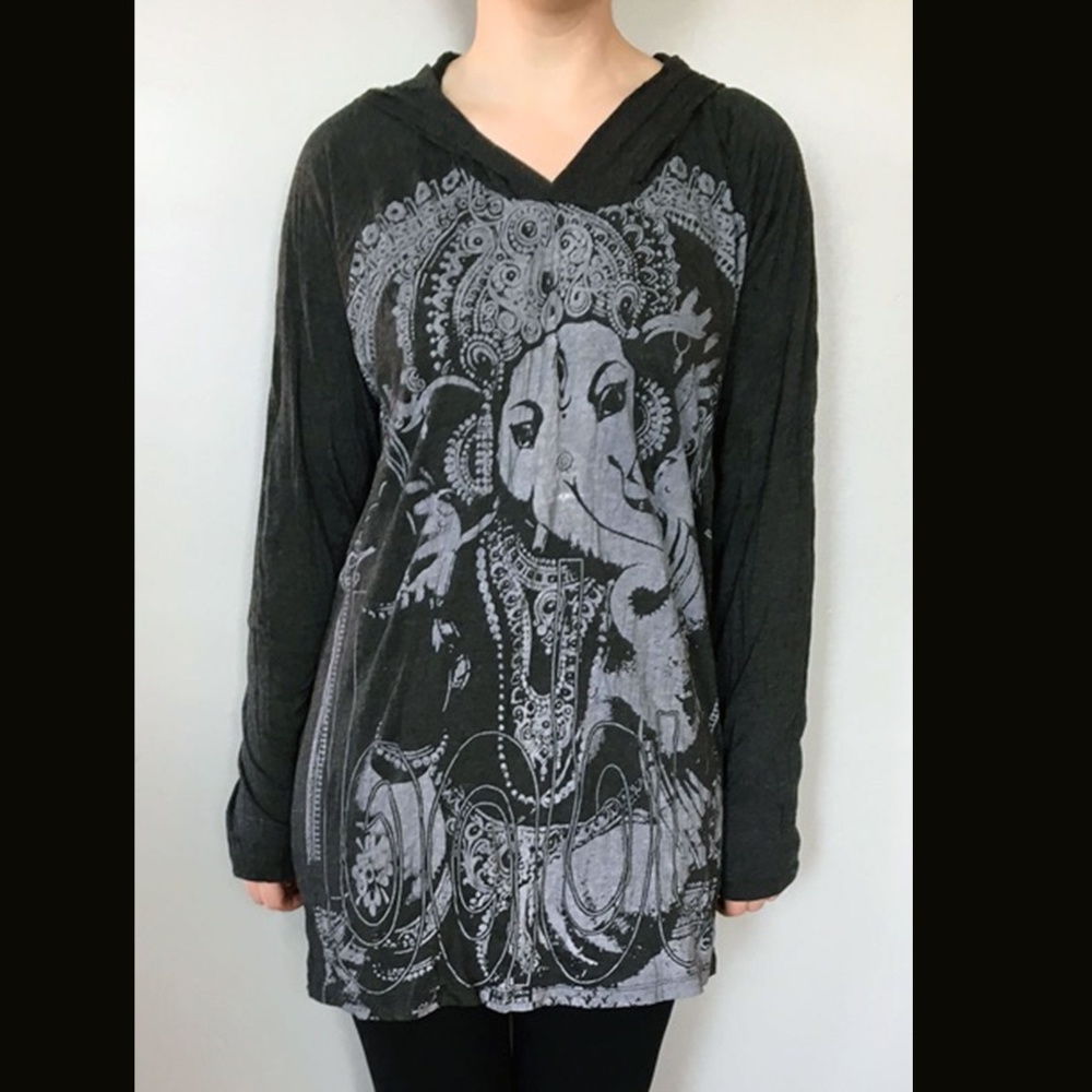 Thai Ganesh Tunic Hoodie Dress | Size XL